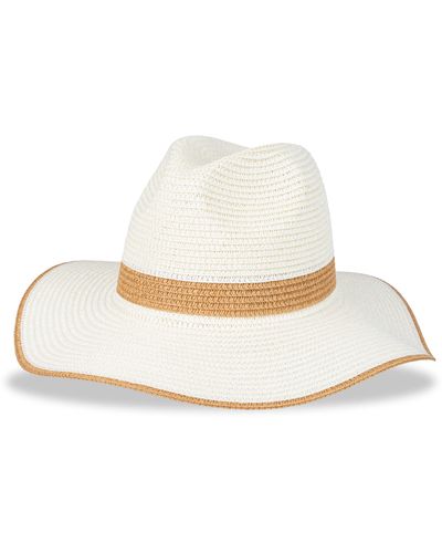 Jessica Simpson S Wide Brim Straw Hat - White