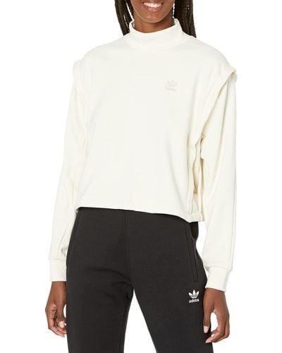 adidas Originals Adicolor Clean Classics Half Zip Sweatshirt - White