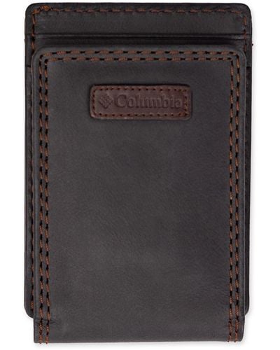 Columbia Logo Patch Slim Magnetic Front Pocket Wallet - Black