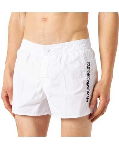 Emporio Armani Standard Embroidery Logo Swim Shorts - White