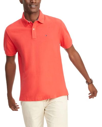 Tommy Hilfiger Short Sleeve Cotton Pique Polo Shirt In Regular Fit - Red