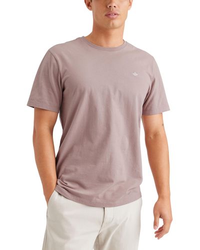 Dockers Slim Fit Short Sleeve Chest Logo Crew Tee Shirt, - Purple