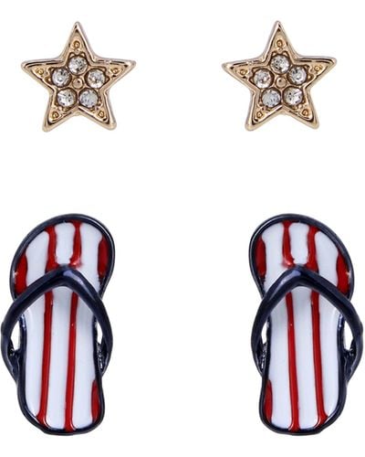 Betsey Johnson Flip Flop Star Earrings Stud Set - White