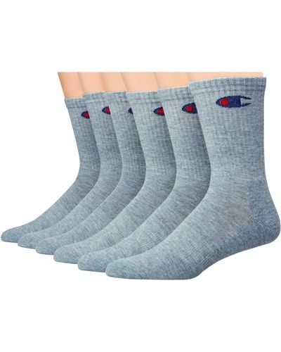 Champion Double Dry Moisture Wicking Crew Socks 6 - Blue