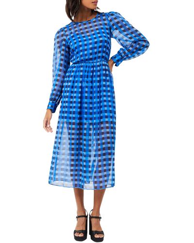 French Connection Edeline Hallie Crnkl Midi Drss Business Casual Dress - Blue