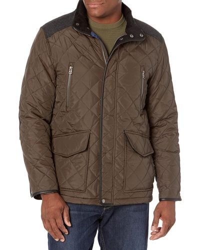 Cole Haan Quilted Jacket With Wool Yoke - Brown