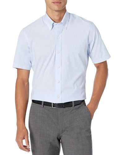 Buttoned Down Slim Fit Stretch Button-collar Short-sleeve Non-iron - Blue
