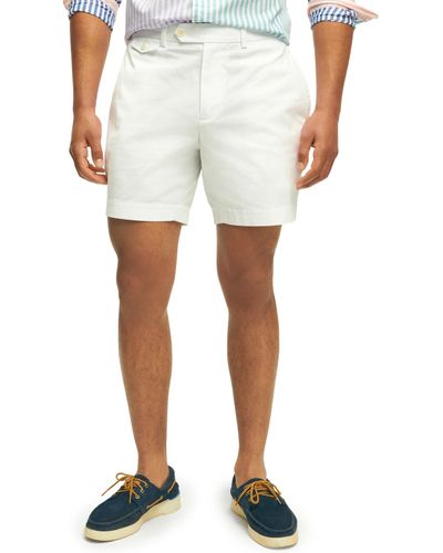 Brooks Brothers Regular Fit Stretch Supima Cotton Poplin Chino 7 Inch Inseam Shorts - White