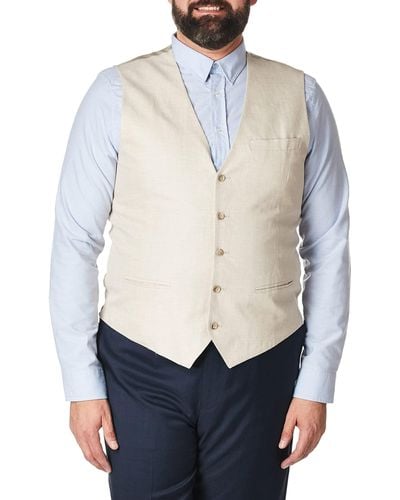 Perry Ellis Linen Five Button Vest - Natural