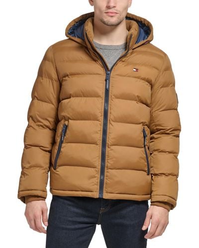 Tommy Hilfiger Quilted Hooded Puffer Jacket - Brown