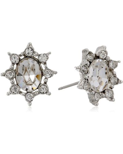Ben-Amun Swarovski Crystal Flower Stud Earrings For Bridal Wedding Anniversary - Metallic