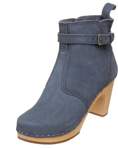 Swedish Hasbeens High Heeled Johdpur Boots,dark Blue,12 M Us