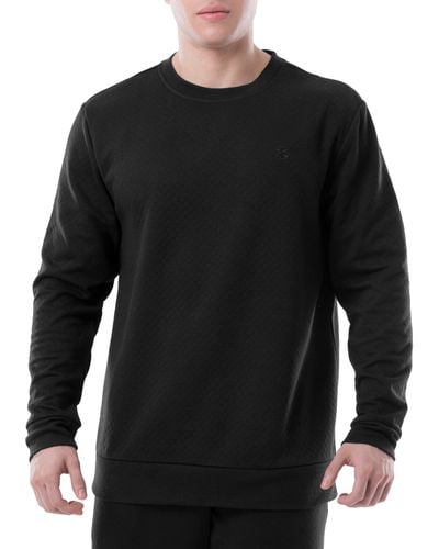 Izod Quilted Knit Crewneck Long Sleeve Sweatshirt - Black