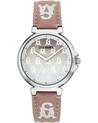 Steve Madden Ombre Tan And White Polyurethane Leather Strap - Gray