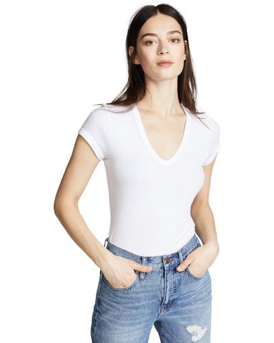Enza Costa Womens Island Cotton Cap Sleeve U-neck T-shirt T Shirt - White