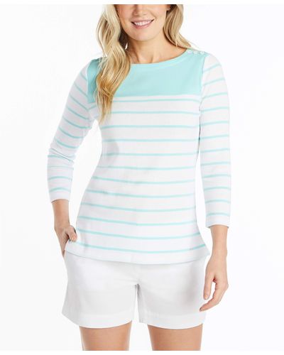 Nautica Boatneck 3/4 Sleeve 100% Cotton Shirt - Multicolor