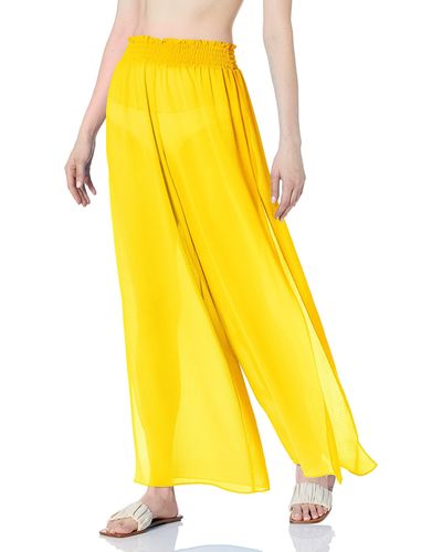 Ramy Brook Standard Classic Textured Athena Coverup Pant - Yellow