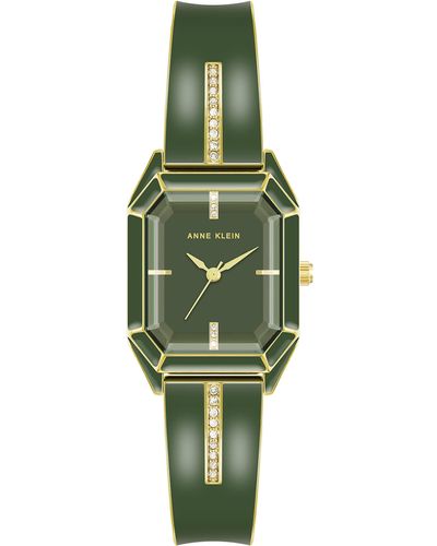 Anne Klein Premium Crystal Accented Bangle Watch - Green