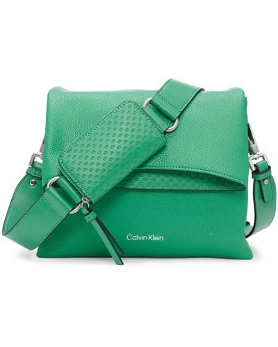 Calvin Klein Chrome Organizational 2 In 1 Flap Crossbody - Green