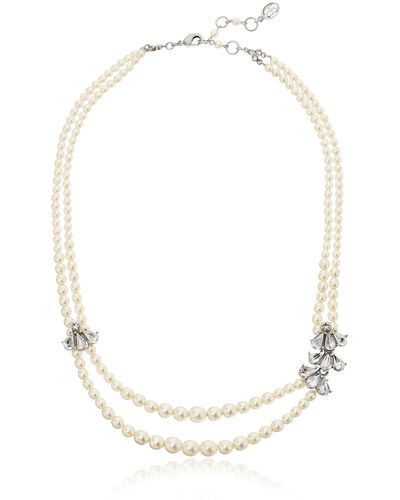 Ben-Amun Swarovski Crystal Cluster Pearl Strand Necklace For Bridal Wedding Anniversary - White