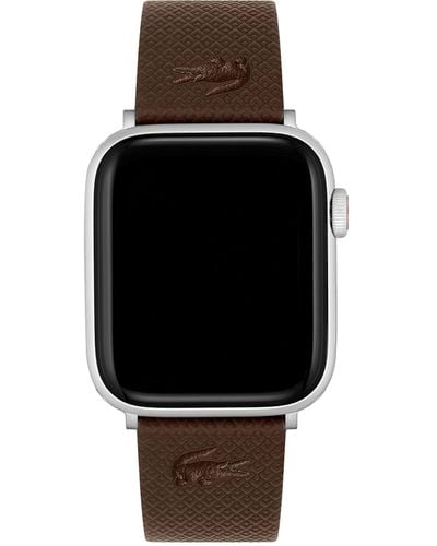 Lacoste Apple Watch Leather Strap ,color: Brown - Black
