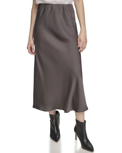 Calvin Klein Drawstring Straight Skirt - Gray