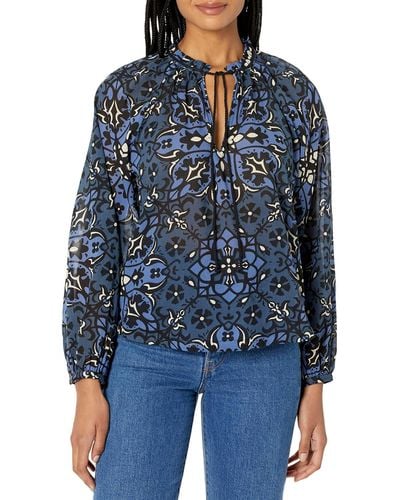 Joie Womens Ogdine Top Blouse - Blue