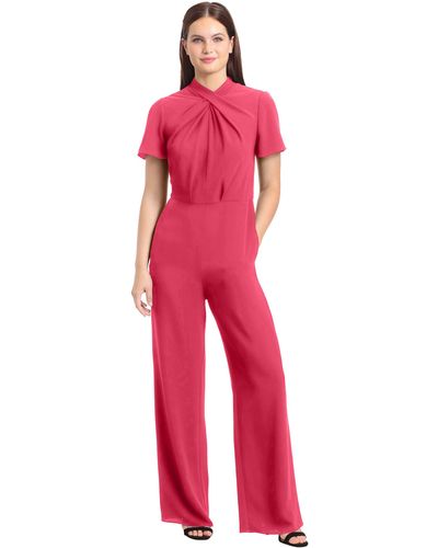 Maggy London High Neck Jumpsuit Workwear Office Occasion Event Guest Of - Red