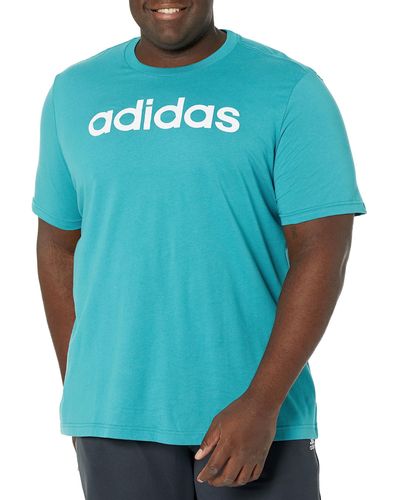 adidas Essentials Single Jersey Linear Embroidered Logo T - Blue