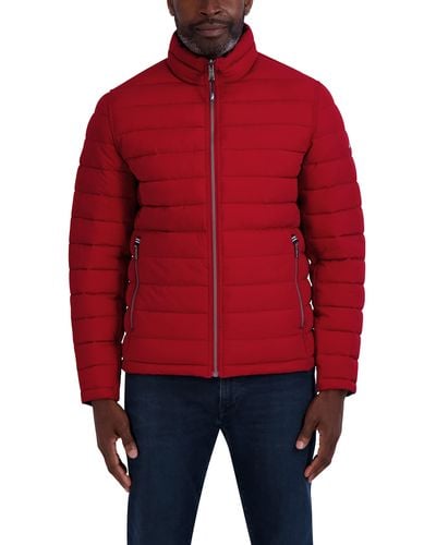 Nautica Stretch Reversible Midweight Puffer Jacket - Red