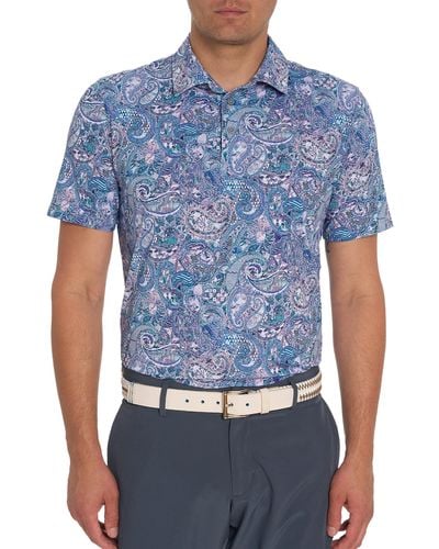 Robert Graham Goldberg Short-sleeve Performance Polo Shirt - Blue