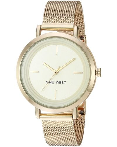 Nine West Nw/2146chgp Gold-tone Mesh Bracelet Watch - Natural