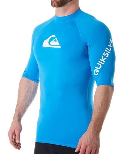 Quiksilver All Time Ss Short Sleeve Rashguard Surf Shirt - Blue