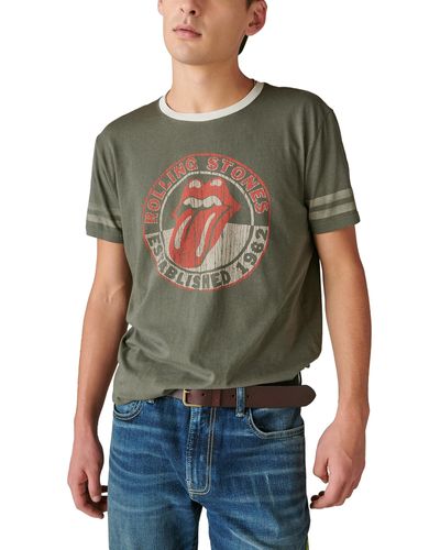 Lucky Brand Rolling Stones Established 1962 Tee Beluga - Green