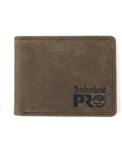 Timberland Slim Leather Rfid Bifold Wallet With Back Id Window - Green
