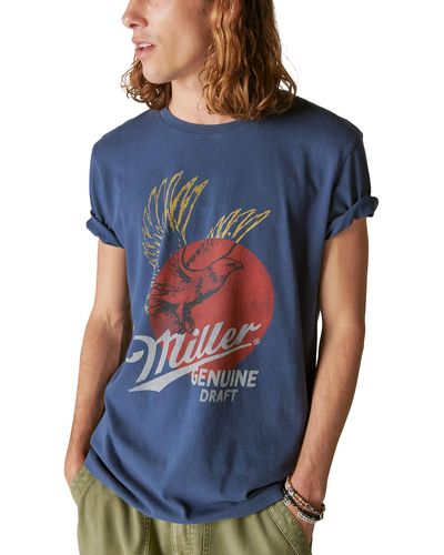Lucky Brand Miller Eagle Short Sleeves T-shirt - Blue