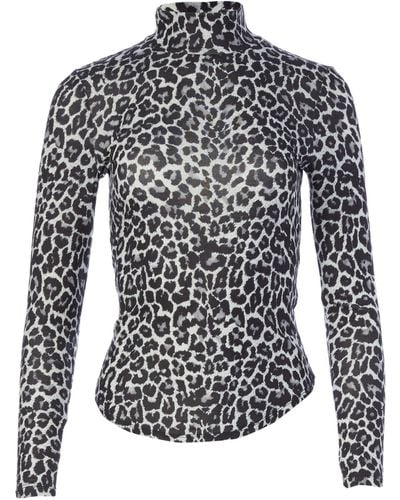 French Connection Animal Printed Tops Shirt - Gray