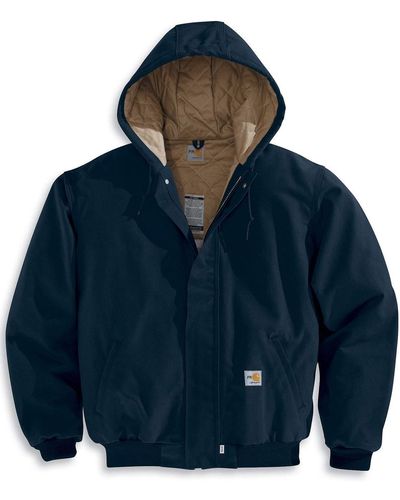 Carhartt Flame-resistant Duck Active Hooded Jacket Big And Tall Navy X-large Tall - Blue