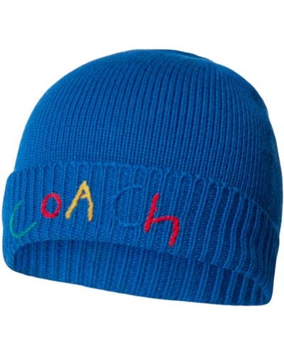 COACH Embroidered With Beanie Box Set - Blue