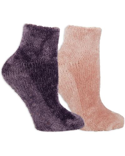Dr. Scholls American Lifestyle Collection Soothing Spa Low Cut Gripper Socks - Purple