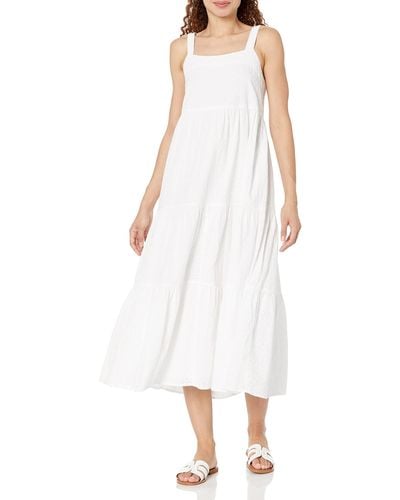 The Drop Britt Vestido Amplio Tipo «tent Dress» Con Niveles para Mujer - Blanco