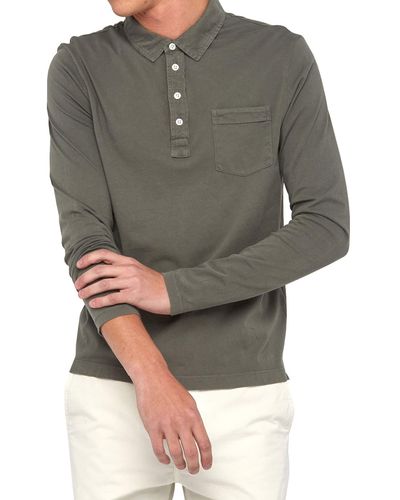 Billy Reid Long Sleeve Pensacola Polo Shirt With Pocket - Gray