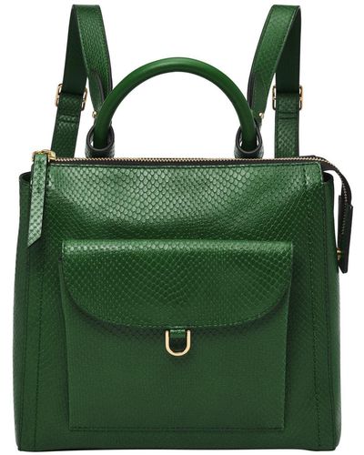 Fossil Parker Python Effect Embossed Litehide Leather Small Backpack - Green