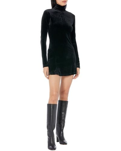 Norma Kamali Long Sleeve Turtle Fishtail Mini Dress - Black