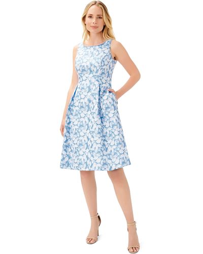 Adrianna Papell Floral Jacquard Midi Dress - Blue
