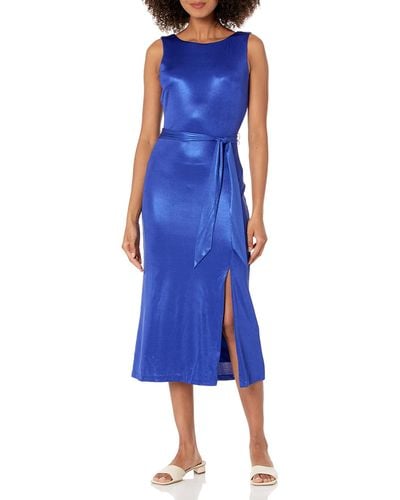 Dress the Population Karlie Satin Jersey Midi Dress - Blue