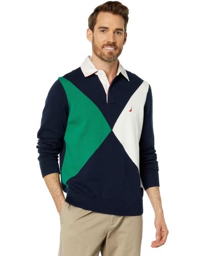 Nautica Colorblock Rugby Sweater - Green