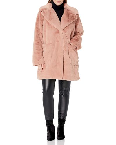 Rachel Roy Plus Size Solid Faux Fur Coat - Pink