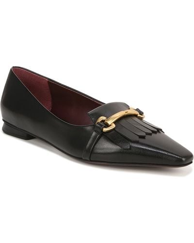 Franco Sarto S Rina Slip On Pointed Toe Loafer Black Glazed Leather 6 M