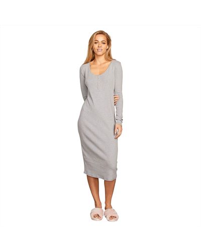 Volcom Lil Fitted Long Sleeve Midi Dress - Gray